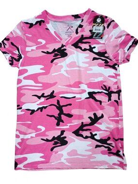 Rothco Women's Pink Camo V-Neck T-Shirt - Size L